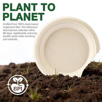 Paper Plates Compostable 300-Count 7 Inch Disposable Heavy Duty Party Small Plates Bulk for Appetizer Dessert Cake Biodegradable Birthday Holiday Kids Party Supplies - color: Nature, size: 7 inch