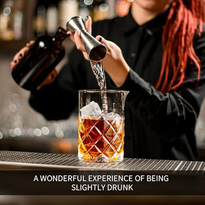 24 Oz Cocktail Mixing Glass Stirring Glasses for Whiskey Cocktail Mixing Shaker Glass Martini Old Fashioned Crystal Bar Set 700ml 2PCS - style: Lattice/ Ice Flowers