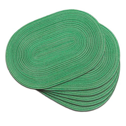 Placemats Set of 6, Woven Oval Braided Dining Table Mats(Green Shine) | 12 x 17.5 Inch Size Fits Plates and Flatware; Hand Washable and Heat Resistant for Kitchen Use, with Farmhouse and Boho Style - color: Green Shine, size: 6 pcs