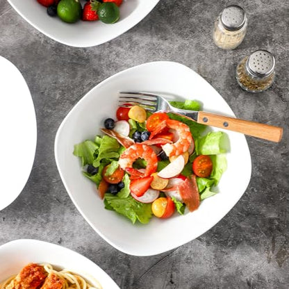 fMBB 4pcs Large Pasta Bowls, 35 OZ Porcelain Deep Dinner Plates, Big Salad Bowls Set, House-warming Dinnerware, Dishwasher, Microwave, Oven Safe - color: Square8.25"
