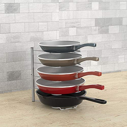Deco Brothers Pan Organizer Rack for Kitchen Cabinet and Counter, Silver - color: Silver