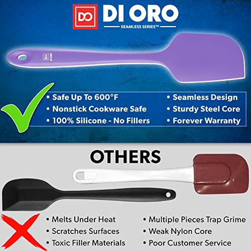 DI ORO Silicone Spatula Set - 600F Heat Resistant, 3-Pc Lavender | Rubber scraper won't scratch nonstick pans; For baking, cooking, mixing, and frosting; BPA-free and dishwasher safe - color: Lavender