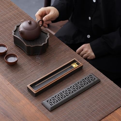CEREMONY Incense Holder for Sticks, Ceramic Insence-Stick Holder Ash Catcher Yoga - color: Lever Brown