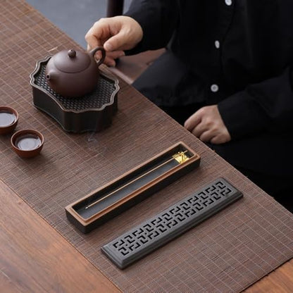 CEREMONY Incense Holder for Sticks, Ceramic Insence-Stick Holder Ash Catcher Yoga - color: Lever Brown