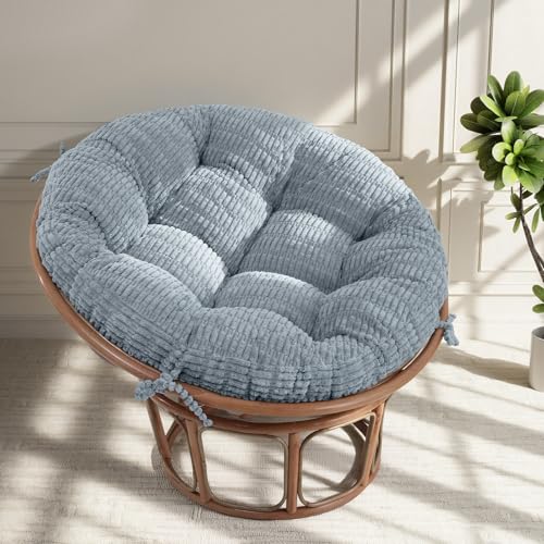 idee-home Papasan Chair Cushion, Circle Papasan Cushion (Without Chair) | Replacement Indoor& Outdoor for Egg Bowl Chair, 48 X 48 Inch, Light Grey - color: Light Grey, size: 48x48x6 inch