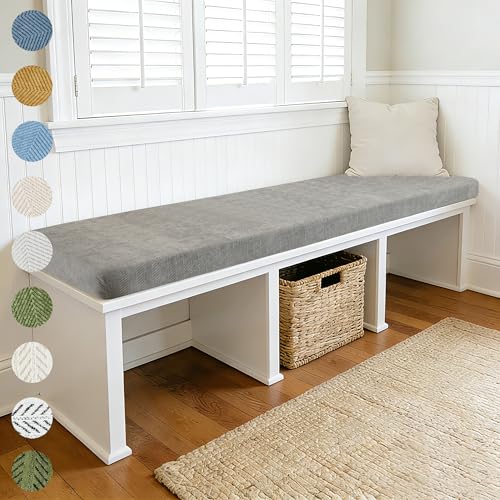 Custom Bay Window Cushion, Bench Cushions for Indoor Furniture, Window Seat Cushion, Indoor Bench Cushions, Breakfast Nook, Mudroom, Dinning Room, Non-Slip, Anti-Scratch, Removable Cover - color: [Cotton Linen] - Deep Gray