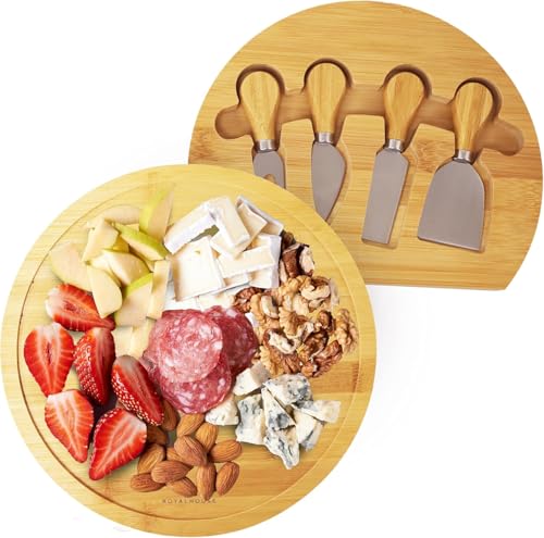 Personalized Round Cheese Board, Custom Engraved Bamboo Charcuterie Board | Ideal for Weddings, Bridal Showers, and Special Occasions - style: Personalized Round Charcuterie Board