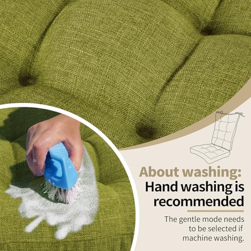 BUYUE Chair Cushion Set for Rocking Chair, Back Pillow & Seat Cushion with Ties, Original Woven Fabric Non-Slip Chair Pads for Elderly Sitting, Grass Green - color: Grass Green