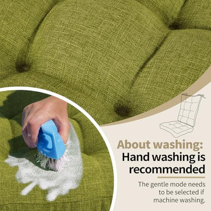 BUYUE Chair Cushion Set for Rocking Chair, Back Pillow & Seat Cushion with Ties, Original Woven Fabric Non-Slip Chair Pads for Elderly Sitting, Grass Green - color: Grass Green