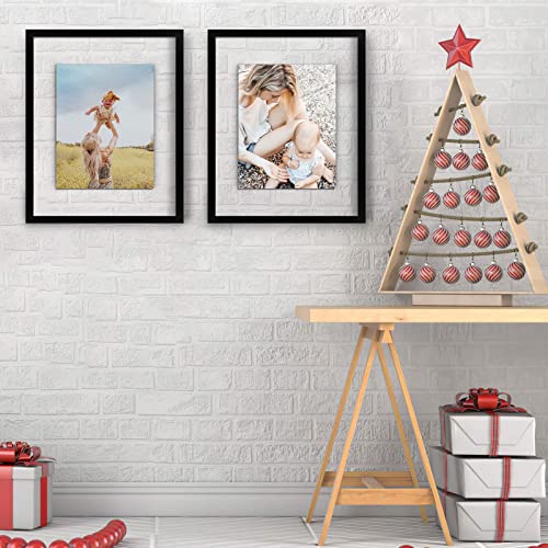 ONE WALL 16x20 Floating Frame, Black Wood Double Glass Float Picture Frame | Display 16x20/11x14 Inch Photos or Plant or Petal Specimens for Wall Hanging, Mounting Accessories Included - size: 16X20