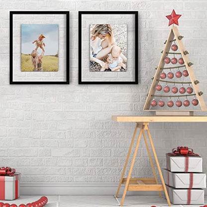 ONE WALL 16x20 Floating Frame, Black Wood Double Glass Float Picture Frame | Display 16x20/11x14 Inch Photos or Plant or Petal Specimens for Wall Hanging, Mounting Accessories Included - size: 16X20