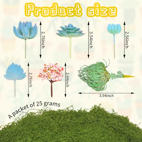 7PCS Flocked Artificial Succulents Set Faux Succulent Plants with Fake Christmas Tree Moss Artificial Cactus Greenery Low Maintenance Fake Plants DIY Craft Home Office Christmas Table (Blue) - color: Blue