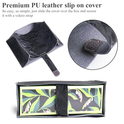 Hand Towels Box Cover,PU Leather Tissue Box Cover Holder Compatible with Kleenex Disposable Paper Hand Towels Suitable for Dining,Kitchen,Bathroom(1-Black) - color: 1-black