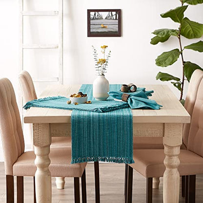 DII Variegated Tabletop Collection, Table Runner, 13x108, Teal - color: Teal, size: Table Runner, 13x108"