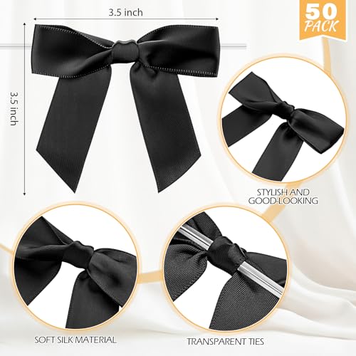 Zopeal Plastic Reusable Champagne Flute Glasses 6 oz and 50 Pcs Bow Set Acrylic Wedding Toasting Goblet 3.5" Bow Unbreakable Wine Cup for Bachelorette Bridal Shower Party(Gold and Black) - color: Gold and Black