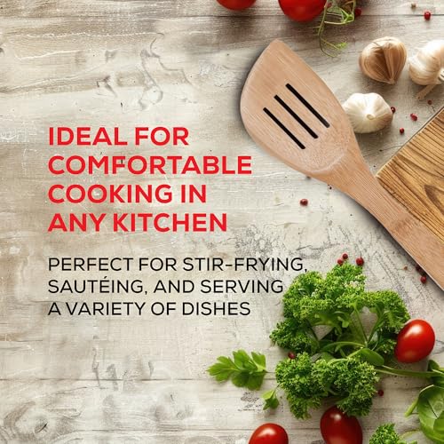 Helen’s Asian Kitchen Slotted Spatula, Natural Bamboo, 13-Inch - size: 13-Inch, Slotted Spatula