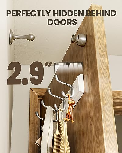 AMADA HOMEFURNISHING Coat Rack Wall Mount 2 Pack, Coat Hooks Wall Hooks Coat Hangers for Wall, Hat Racks Hooks for Hanging Coats Wall Mounted, 15.7" L x 2.8" W x 0.6" H, White