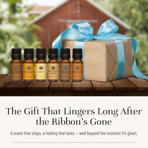P&J Fragrance Oil Farmhouse Set | Old Books, Butterscotch, Honey, Warm Vanilla Sugar, Pecan Pie, Maple Syrup Candle Scents for Candle Making, Freshie Scents, Soap Making Supplies - size: 0.34 Fl Oz (Pack of 6)