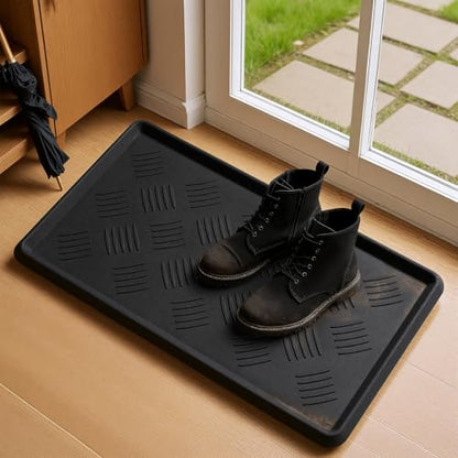 Rubber Boot Tray, Shoe Tray for Entryway, Multipurpose Boot Mat, Shoe Mat Indoor and Outdoor, 16x27.5,Black - size: 16" x 27.5"