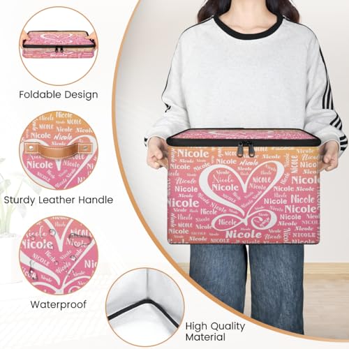 Personalized Storage-Box with Name, Personalized Heart Keepsake Basket | Custom Foldable Sturdy Large Memory Bin Containers with Handle Lid Lightweight Waterproof Dustproof, 14"L x 10.2"W x 10.4"H - color: Option 6