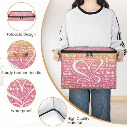 Personalized Storage-Box with Name, Personalized Heart Keepsake Basket | Custom Foldable Sturdy Large Memory Bin Containers with Handle Lid Lightweight Waterproof Dustproof, 14"L x 10.2"W x 10.4"H - color: Option 6
