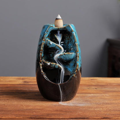 Backflow Incense Burner Ceramic Backflow Incense Burner Aromatherapy Burner Home Incense Burner Ornaments Home Incense Cone Incense Burner Aromatherapy Ornament Incense Waterfall(A) - color: A