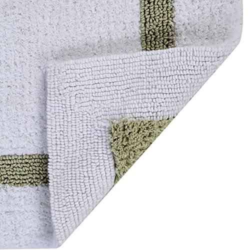 Better Trends Toilet Rugs U Shaped 100% Cotton 20" x 20" Bath Mats, White & Sage Contour Bath Mat - Tufted, Reversible & Absorbent & Machine Washable Bath Mats, Hotel Collection - color: White & Sage, size: 1'8" x 1'8" (1'8" x 1'8" (U-Shape))