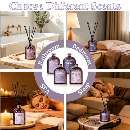 STRN Reed Diffuser Set, Lavender Scent Oil Diffuser Summer Fragrance 200ML | Chamomile, Gardenia, Sage, Sandalwood Long-Lasting Air Freshener for Home, Bedroom, Bathroom - color: Purple