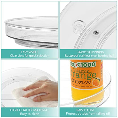 URALFA 3 Tier Lazy Susan Organizer, 9 Inch Clear Rotating Makeup Organizer | Acrylic 360 Rotating Tray, Plastic Spinning Organizer, Multi-layer Shelf for Bathroom, Pantry, Countertop, Kitchen, Cupboard - size: 9 Inch / 3 Tier / 1 Pack