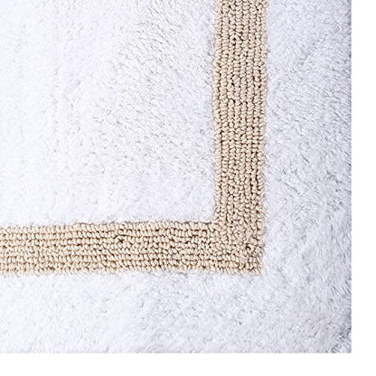 Better Trends 100% Cotton Hotel Collection Bath Mats Set, White & Sand Mats - Tufted, Reversible & Absorbent & Machine Washable 2 Piece Bathroom Rug Set, Shower & Sink Bath Rug - color: White & Sand, size: 2 Piece Set (17" x 24" | 17" x 24")