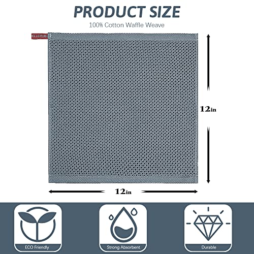 Nialnant 100% Cotton Waffle Weave Kitchen Towels,6 Pack Dish Cloths for Washing Dishes,Kitchen Dish Towels 12x12 Inches,Dark Gray - color: Dark Gray, size: 12 x 12 - 6 Pack