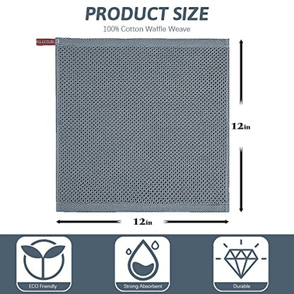 Nialnant 100% Cotton Waffle Weave Kitchen Towels,6 Pack Dish Cloths for Washing Dishes,Kitchen Dish Towels 12x12 Inches,Dark Gray - color: Dark Gray, size: 12 x 12 - 6 Pack