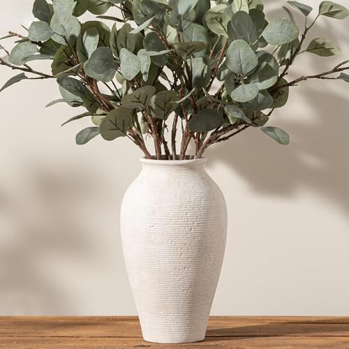 Vanselia Ceramic Flower Vase Home Decor - Large Tall Farmhouse Table Vases Rustic Vintage Living Room Kitchen Bedroom Decorations for House Book Shelf Office Coffee Desk Dining Fireplace (12" Rustic) - color: Rustic-12"
