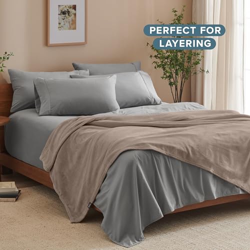 Bare Home Fleece Blanket Luxury Microplush (Full/Queen, Taupe) | Ultra-Soft Lightweight Blanket for Bed, Sofa, and Couch, Cozy & Warm Blanket - color: 23 - Taupe, size: Full/Queen