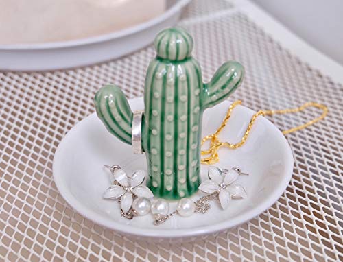PUDDING CABIN Cactus Gifts for Women Christmas, Cactus Ring Holder Dish, Birthday Gifts for Women Thanksgiving Xmas Valentine's Day, Decorative Cactus Decor, Home Decor - style: Cactus Green