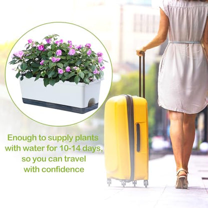 Window Box Planter 8 Pcs, 17 Inches Rectangle Flower Pots with Drainage Holes & Trays, Vegetable Planters for Windowsill Patio Garden Balcony Home Indoor Outdoor (White, 16 * 7 * 6 inch) - color: White