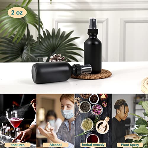 NOOEEISS Frosted Black Glass Small Spray Bottle 2 oz 24 Packs,Fine Mist Sprayer Small Clear Bottles,Refillable Containers mini spray bottles for Cleaning Solutions and Skin Care (Frosted Black 24pcs) - color: Black Frosted, size: 24Pack