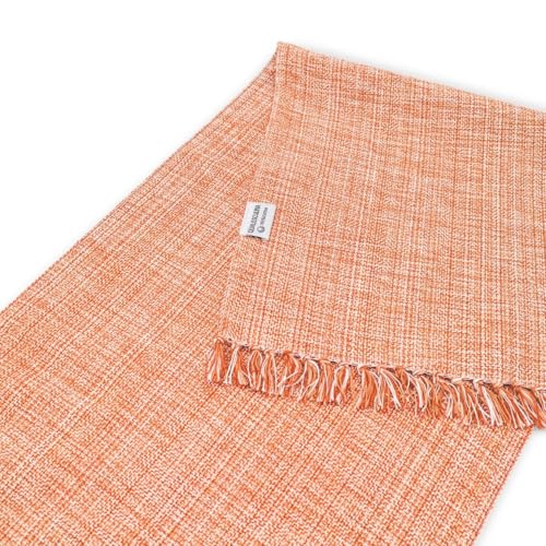 100% Cotton Table Runner - 72x13 Inch, Chambery Textured Table Runner, Durable & Elegant for Dining Table, Wedding, Restaurant, Oeko-TEX Certified - Burnt Orange - color: Burnt Orange