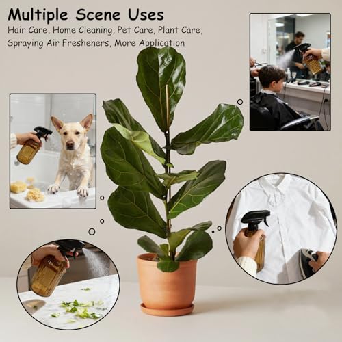 YYTSGG Glass Plant Mister Bottle, 13.5oz, Brown | Refillable Water Spray Bottle with Adjustable Mist Nozzle for Indoor Flowers, Outdoor Gardening, Cleaning, Hair and Pets Care - color: Brown