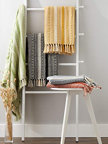 DII Braided Striped Throw, 50x60, Honey Gold - color: Honey Gold, size: 50x60"