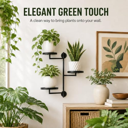 Window Plant Shelf, Wall Mounted Rotating Plant Holder Indoor | 3-Tier Metal Window Plant Shelves, Swivel Wall Plant Holder for Flowers, Herbs, Succulents and Houseplants