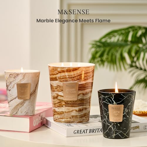 M&SENSE Extra Large Candle 35oz 150H Espresso Hot Fudge Scented Candle, 3 Wick Highly Scented Jar Candle, XL Candles Gift for Stress Relief, Meditation, Yoga - color: EspressoHotFudge, size: Large