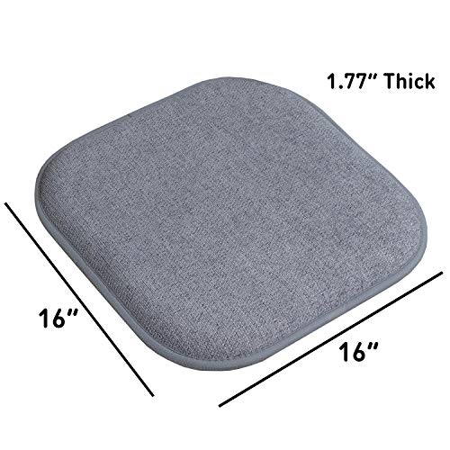 Sweet Home Collection Chair Cushion Memory Foam Pads Honeycomb Pattern Slip Non Skid Rubber Back Rounded Square 16" x 16" Seat Cover, 4 Pack, Alexis Blue/Gray - color: Alexis Blue/Gray, size: 4 Pack