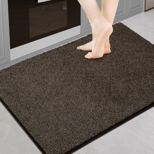 Kitchen Throw Rug 24" x 36" for Hallway, Floor, Bathroom | Non Slip, Machine Washable, Absorbent, Quick Drying, for Entryway, Bedroom, Bathroom, Door - color: Brown, size: 24" X 35.5" (rectangular)