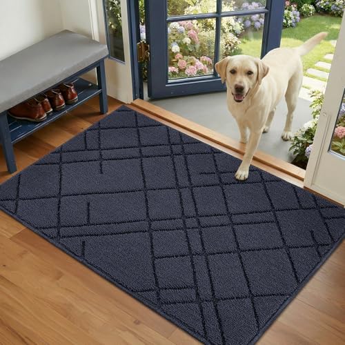 hicorfe Door Mat Indoor Entrance,35"x24" Non Slip Geometric Indoor Door Mat - color: Blue, size: 35" x 24" (Rectangular)