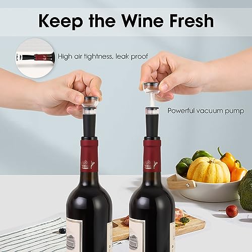 Beneno Wine Opener with Silicone Wine Vacuum Stopper, Matte Black | Durable Solid Zinc Alloy Body, Upgraded Precise Sharp-Edged Screw, Ergonomic Non-Slip Grip Wing Handle, Leak Proof Stopper - color: Matte Black