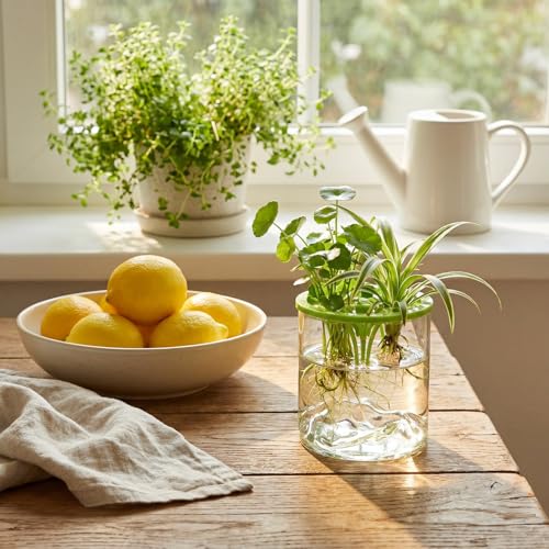 3 Sets Hydroponic Planter Pot Kit Plant Propagation Station Vase Terrarium Glass Planter Indoor Self Watering Planters Herb Garden Kit for Seed Starting Root Monitoring Garden