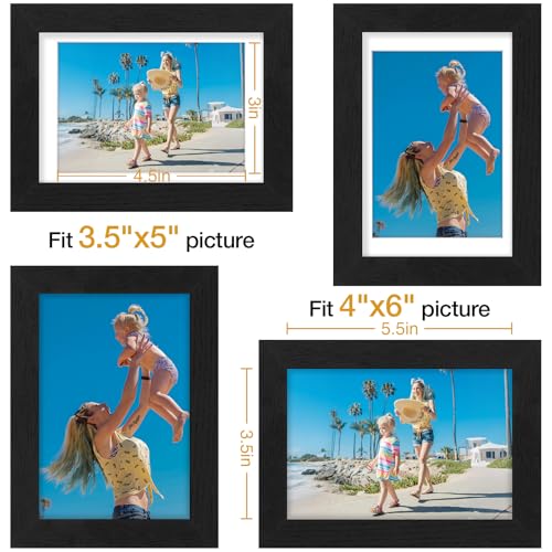 Vittanly 4x6 Picture Frames Set of 12, Wall & Tabletop, Black&Brown&White | Display Pictures 3.5x5 with Mat or 4x6 without Mat, Small Photo Frames, Engineered Wood with Shatter Resistant Plexiglass - color: Black&Brown&White, size: 4x6