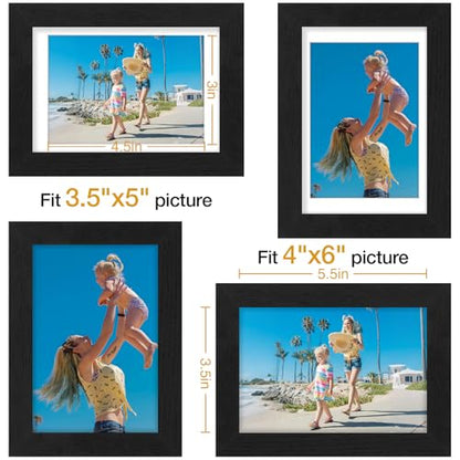 Vittanly 4x6 Picture Frames Set of 12, Wall & Tabletop, Black&Brown&White | Display Pictures 3.5x5 with Mat or 4x6 without Mat, Small Photo Frames, Engineered Wood with Shatter Resistant Plexiglass - color: Black&Brown&White, size: 4x6