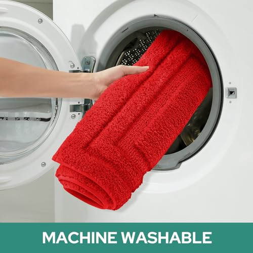 HOMEIDEAS Bathroom Rugs Sets 2 Piece, Super Soft and Absorbent Non Slip Microfiber Machine Washable Bath Mat Set (20"x32"+U20 x24, Red) - color: Loop- Red, size: 1'8" x 2'8" (20"x32"+U Shape 20"x24")